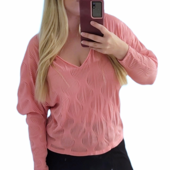 Zara Pink Ribbon Balloon Sleeve Pullover Top Size Small - Picture 1 of 9